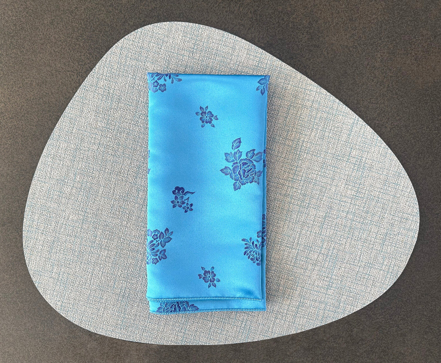 Floral Satin Blue Napkin