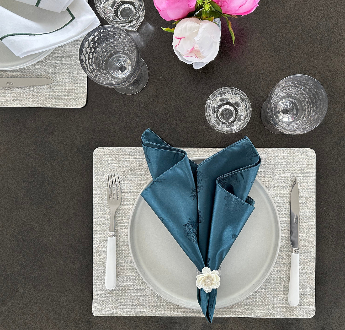 Floral Satin Green Napkin