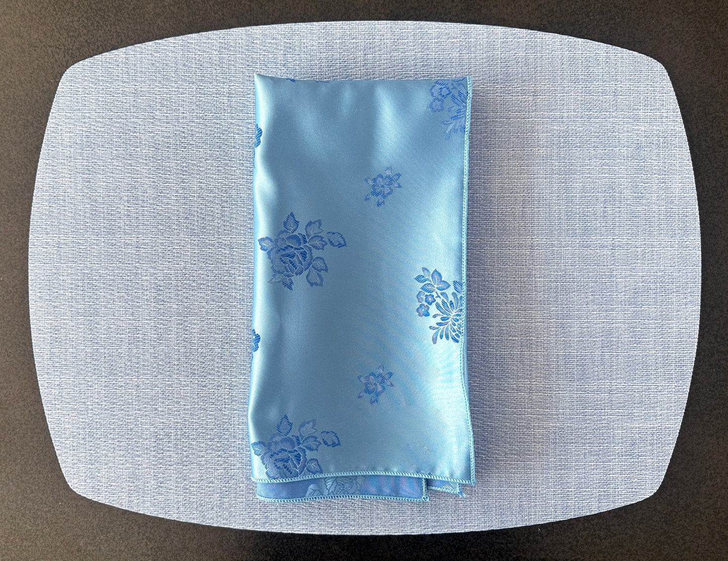 Floral Satin Blue Napkin
