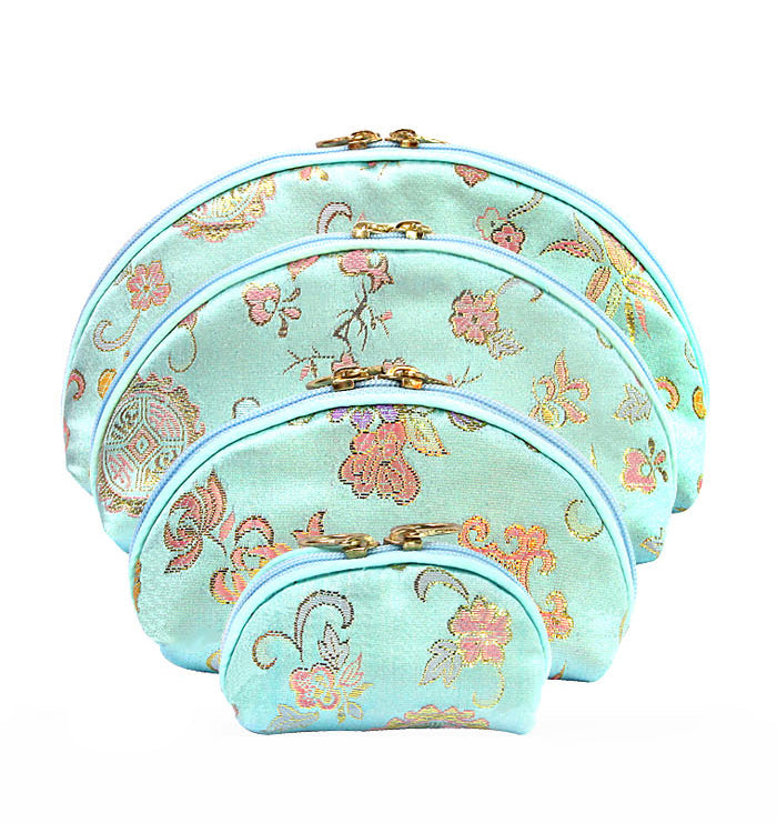 Mint Brocade Pouch Set