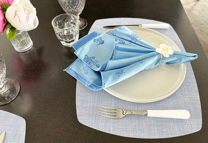 Floral Satin Blue Napkin