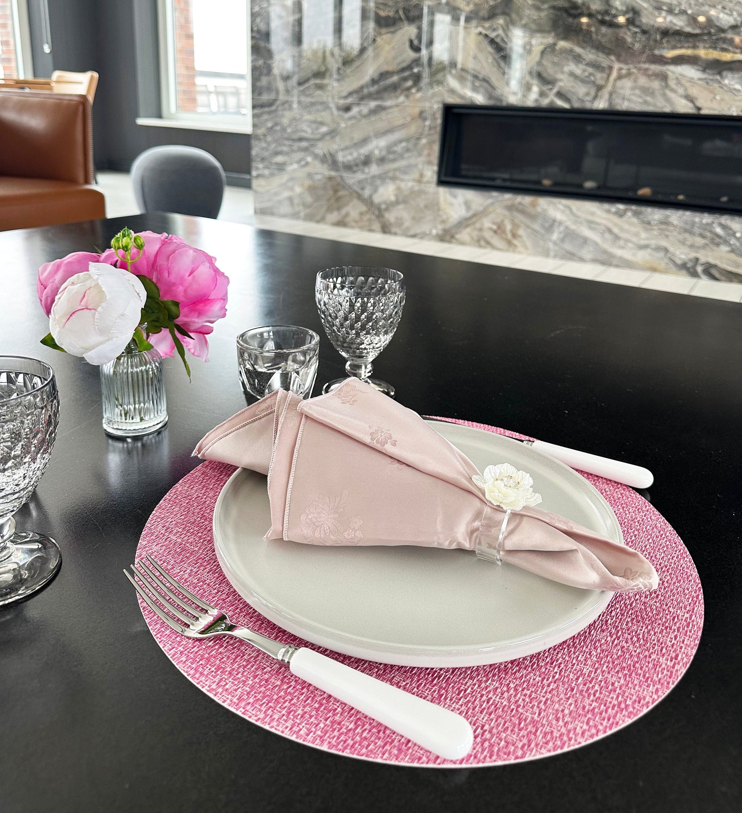 Floral Satin Pink Napkin