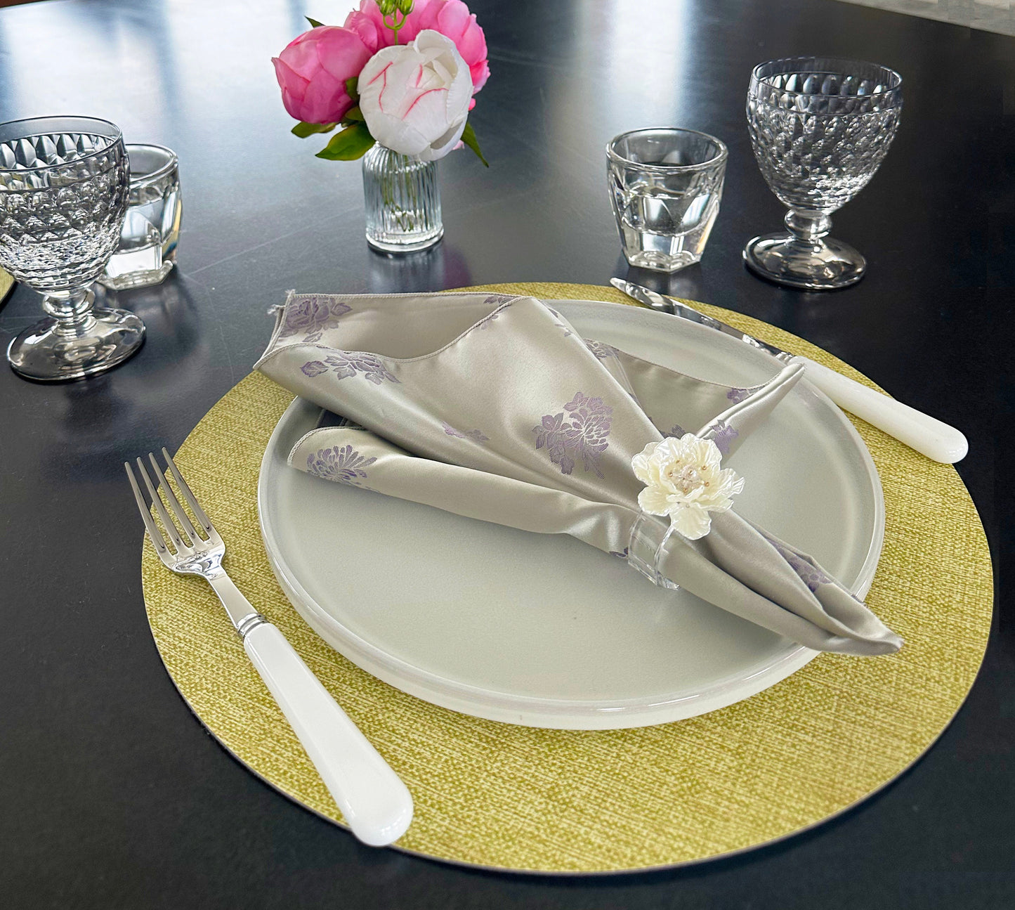 Floral Satin Laurel Napkin