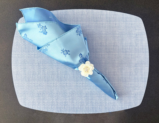 Floral Satin Blue Napkin