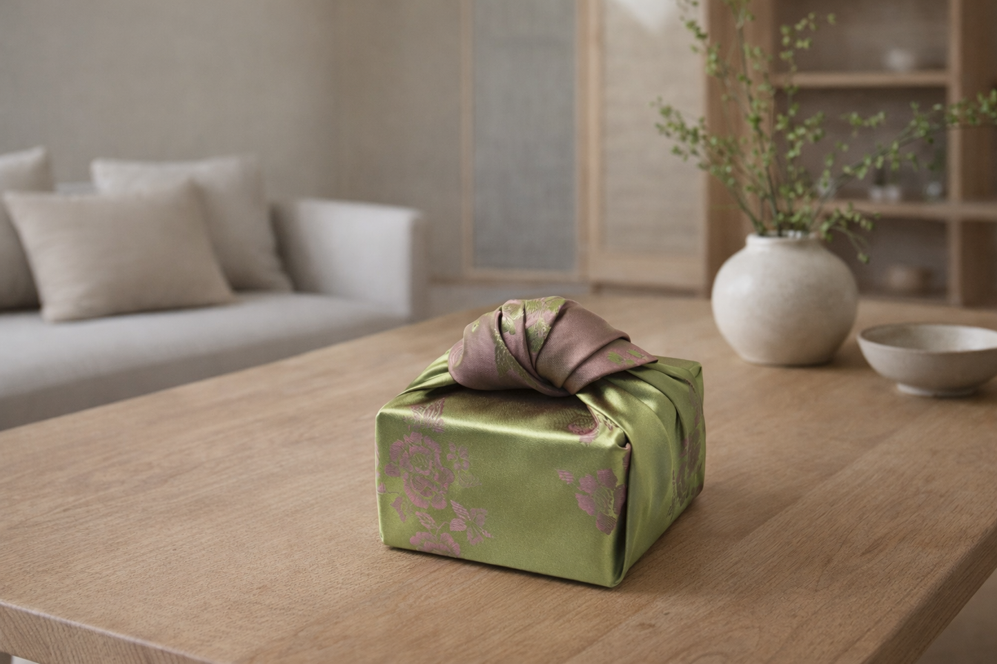 Floral  Green & Rose Reversible