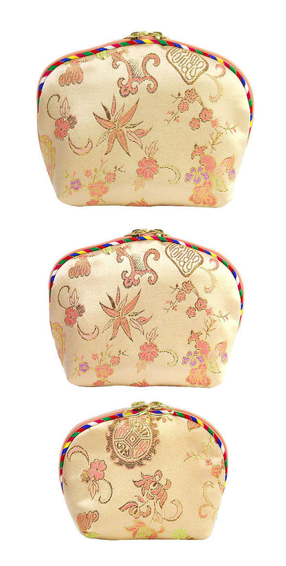Beige Brocade Pouch Set