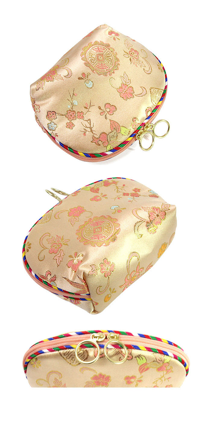 Beige Brocade Pouch Set