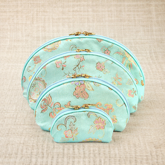 Mint Brocade Pouch Set