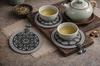 Korean Roof Tile Motif Coaster Set
