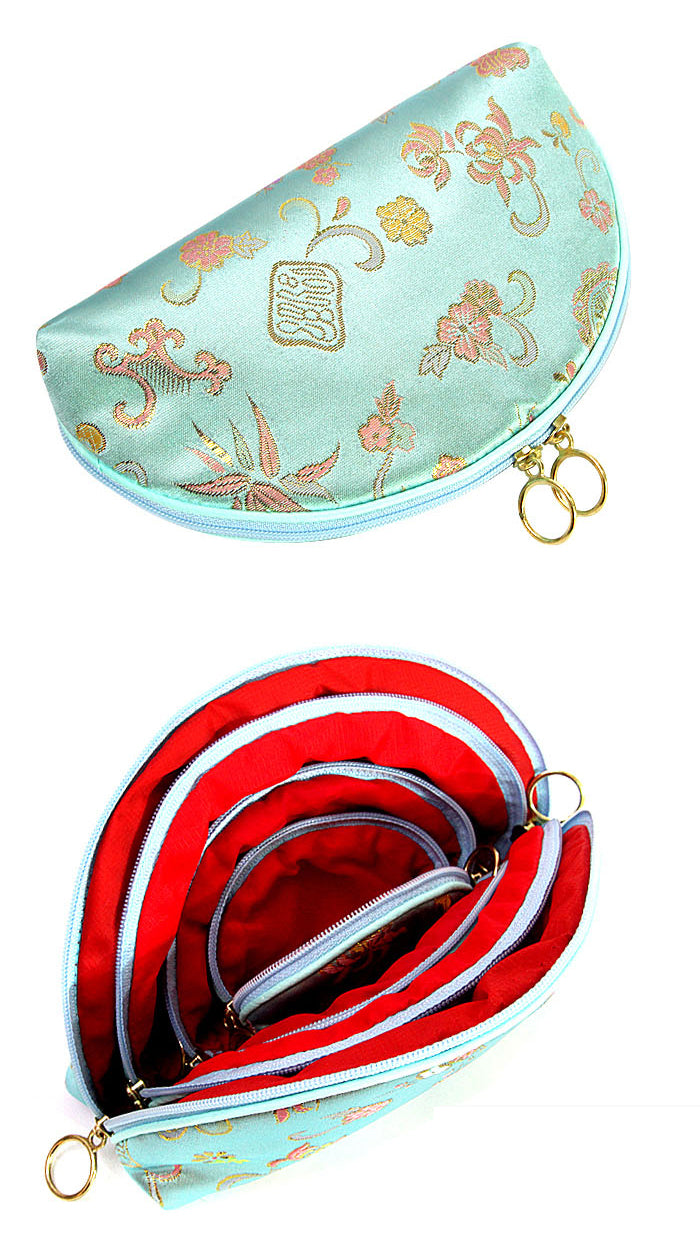 Mint Brocade Pouch Set