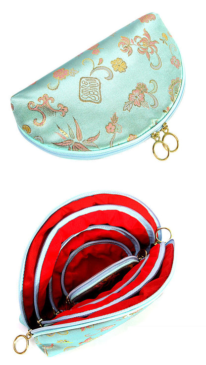 Mint Brocade Pouch Set