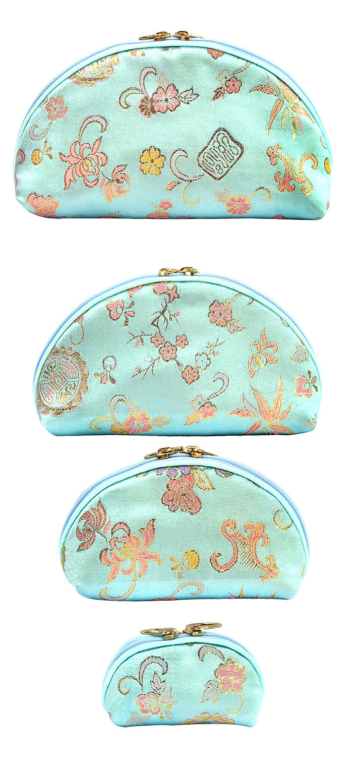 Mint Brocade Pouch Set