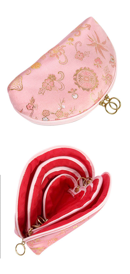Pink Brocade Pouch Set