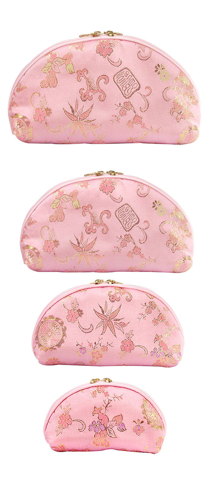 Pink Brocade Pouch Set