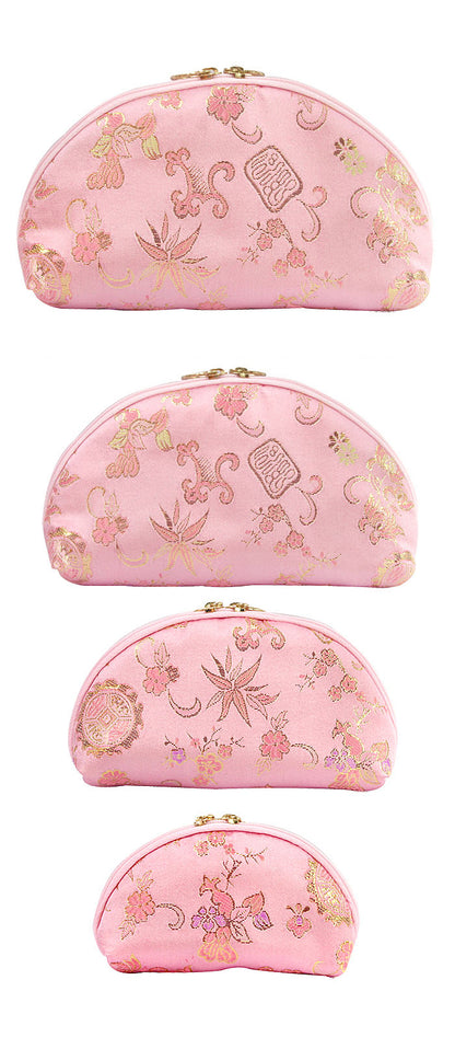 Pink Brocade Pouch Set