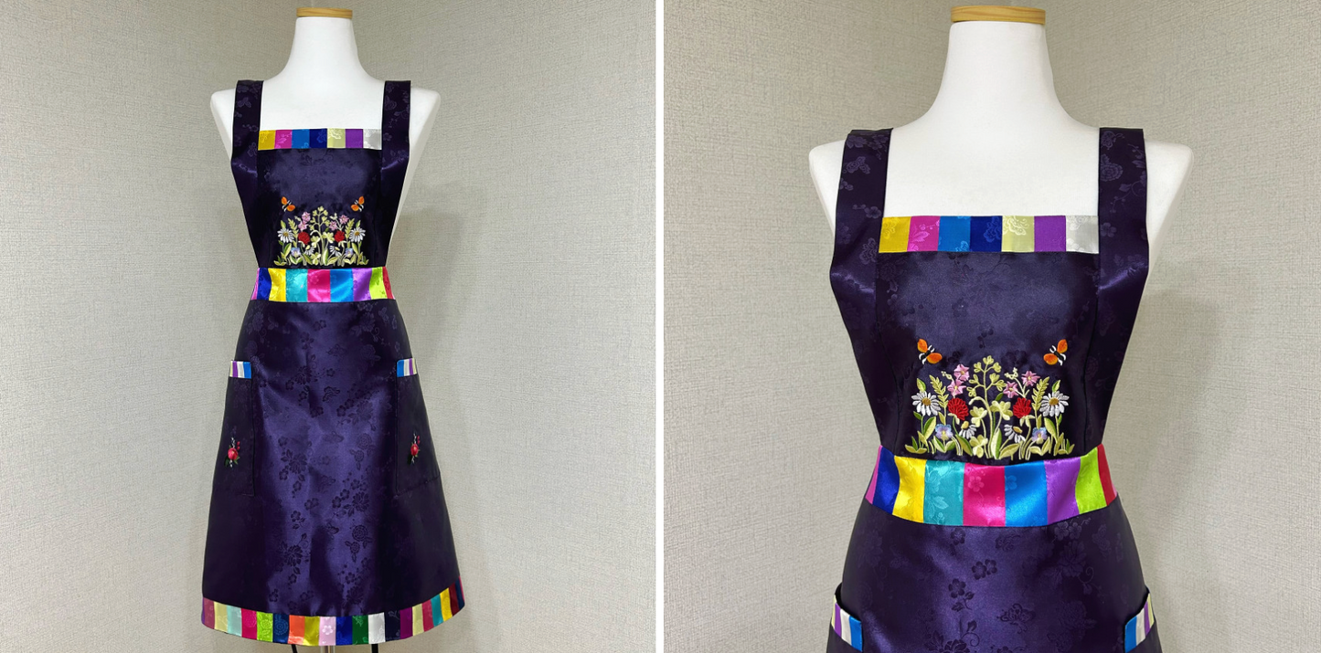 Silk Floral Embroidered Apron