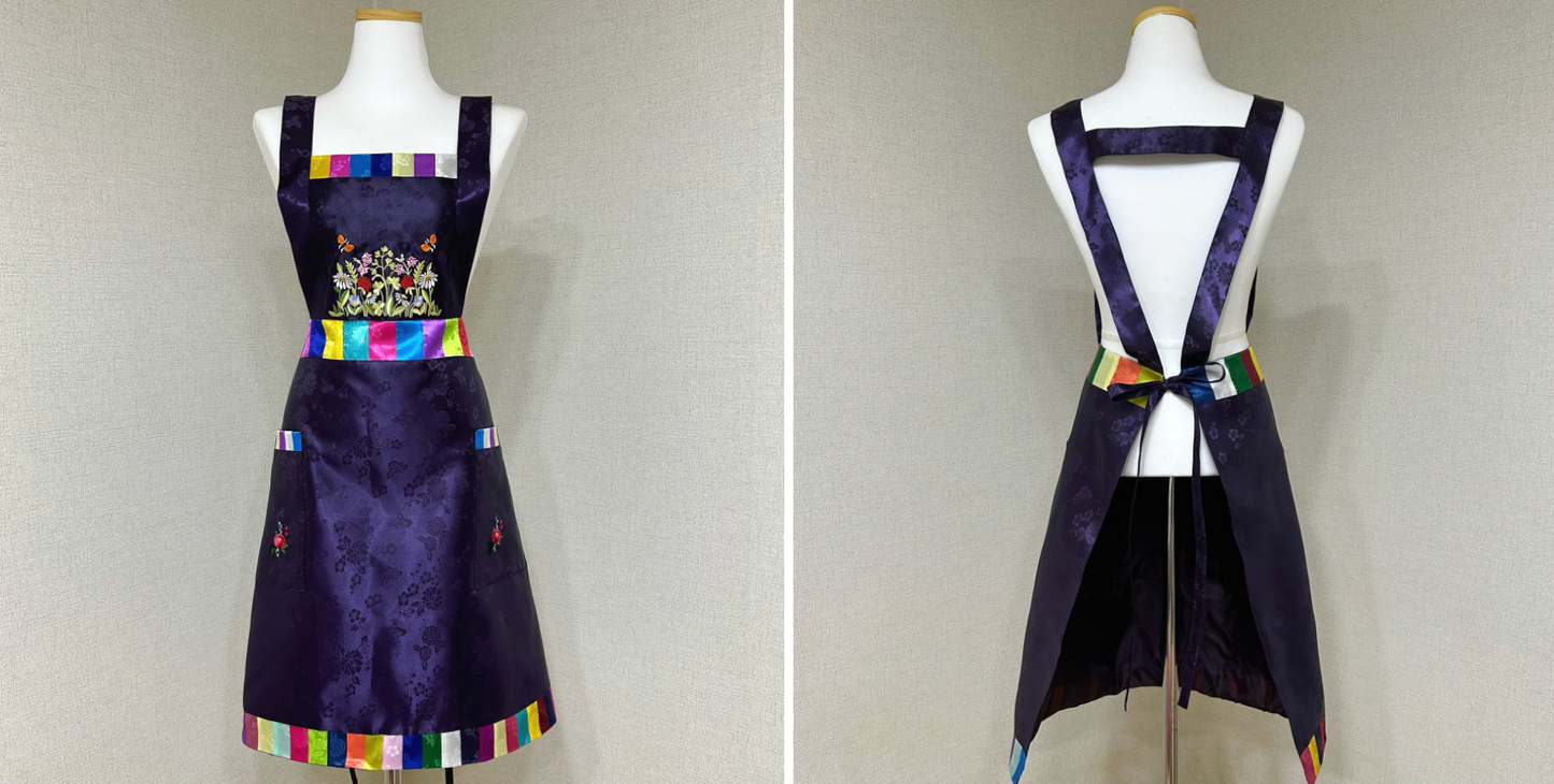 Silk Floral Embroidered Apron