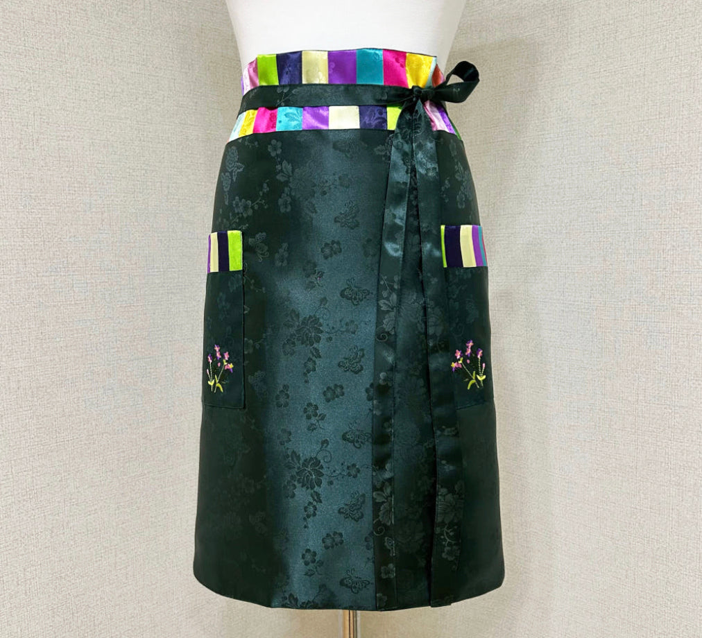 Silk Embroidered Half Apron