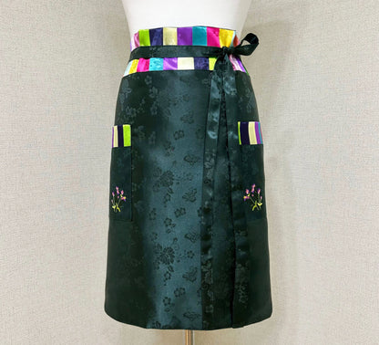 Silk Embroidered Half Apron