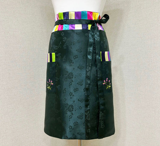 Silk Embroidered Half Apron