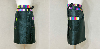 Silk Embroidered Half Apron