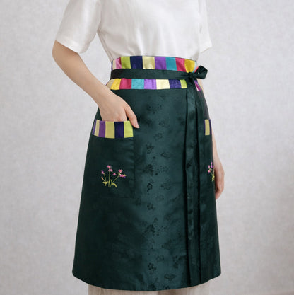 Silk Embroidered Half Apron