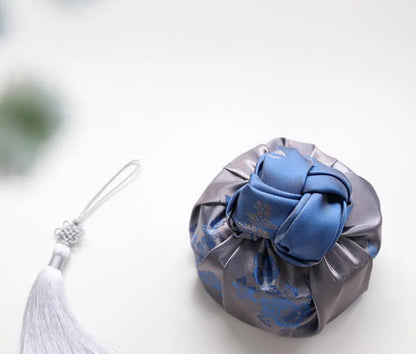 Floral  Silver & Blue Reversible