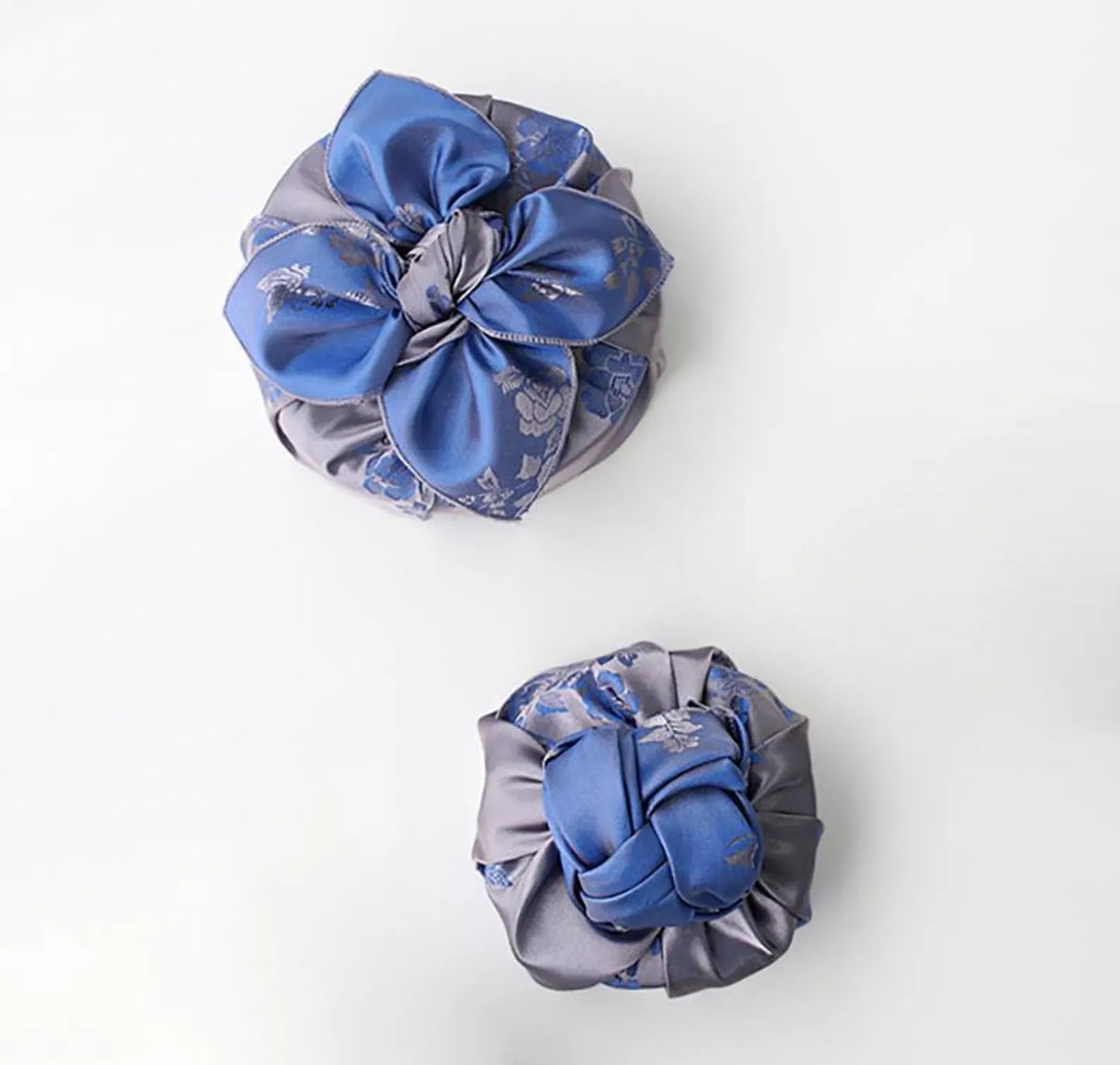 Floral  Silver & Blue Reversible