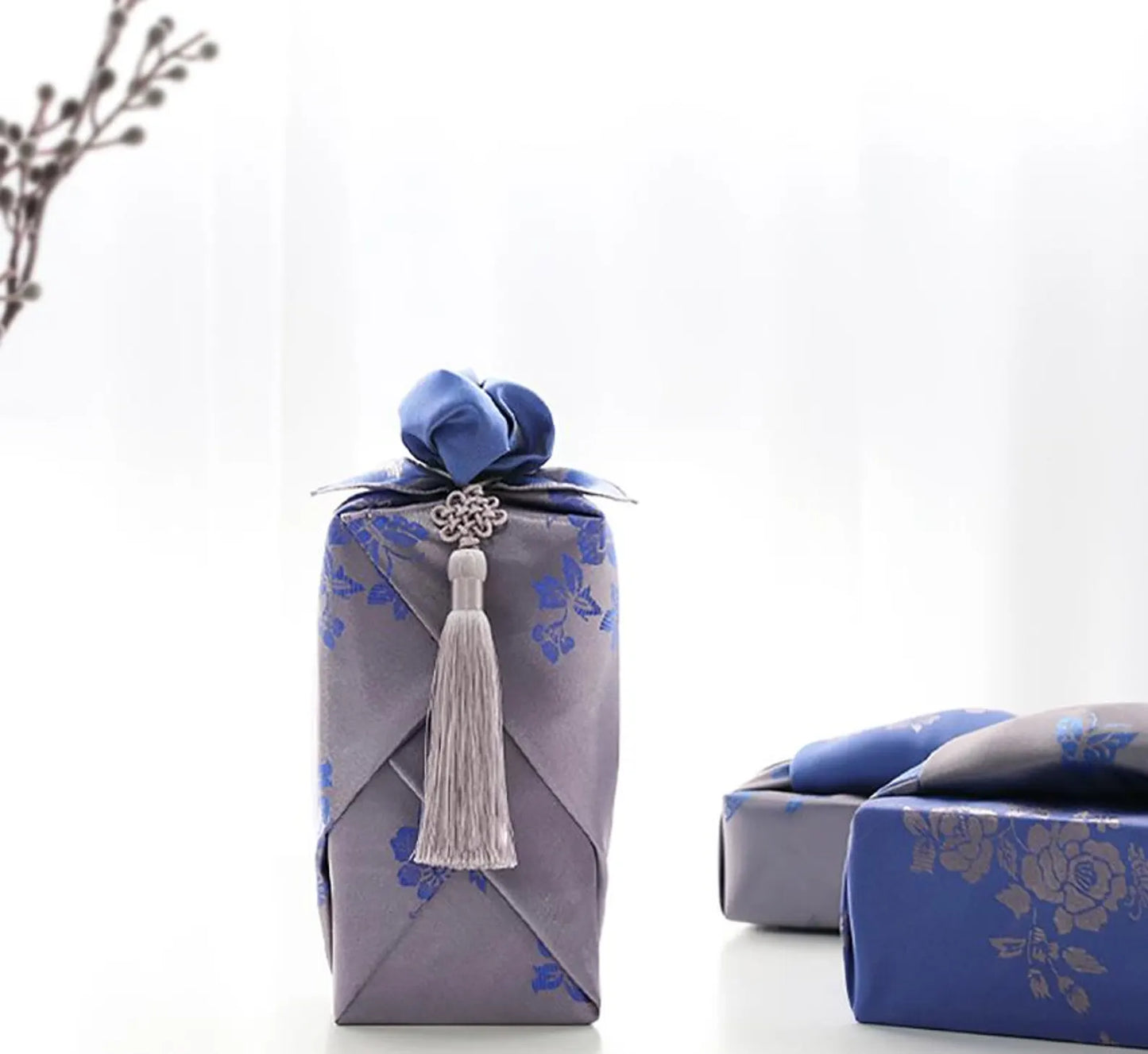 Floral  Silver & Blue Reversible