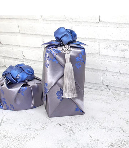 Floral  Silver & Blue Reversible