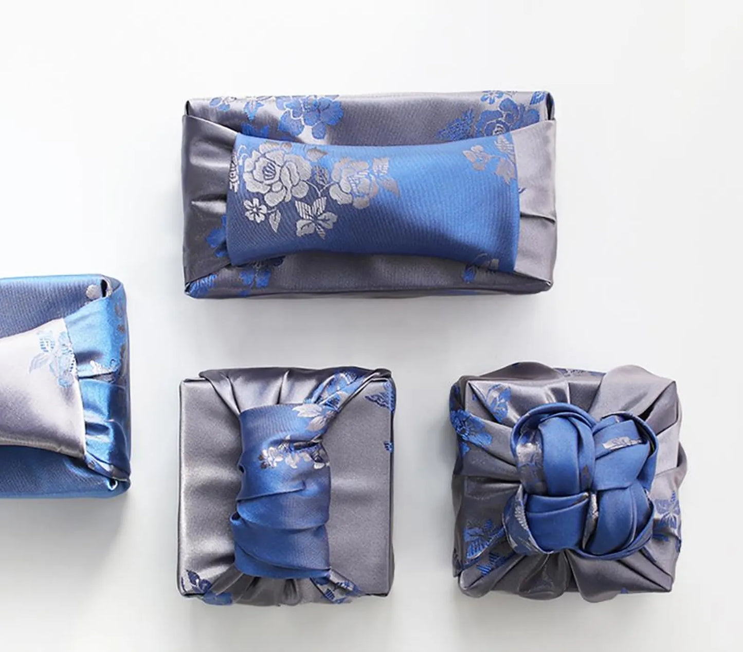 Floral  Silver & Blue Reversible