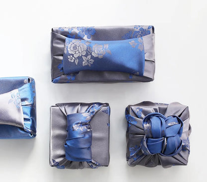 Floral  Silver & Blue Reversible