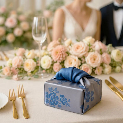 Floral  Silver & Blue Reversible