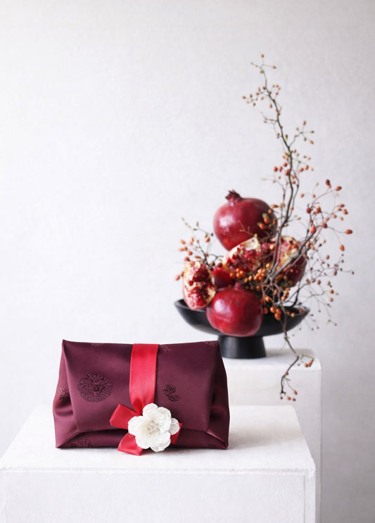 Burgundy Bojagi Gift Wrapping