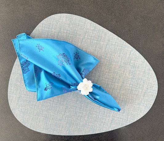Floral Satin Blue Napkin