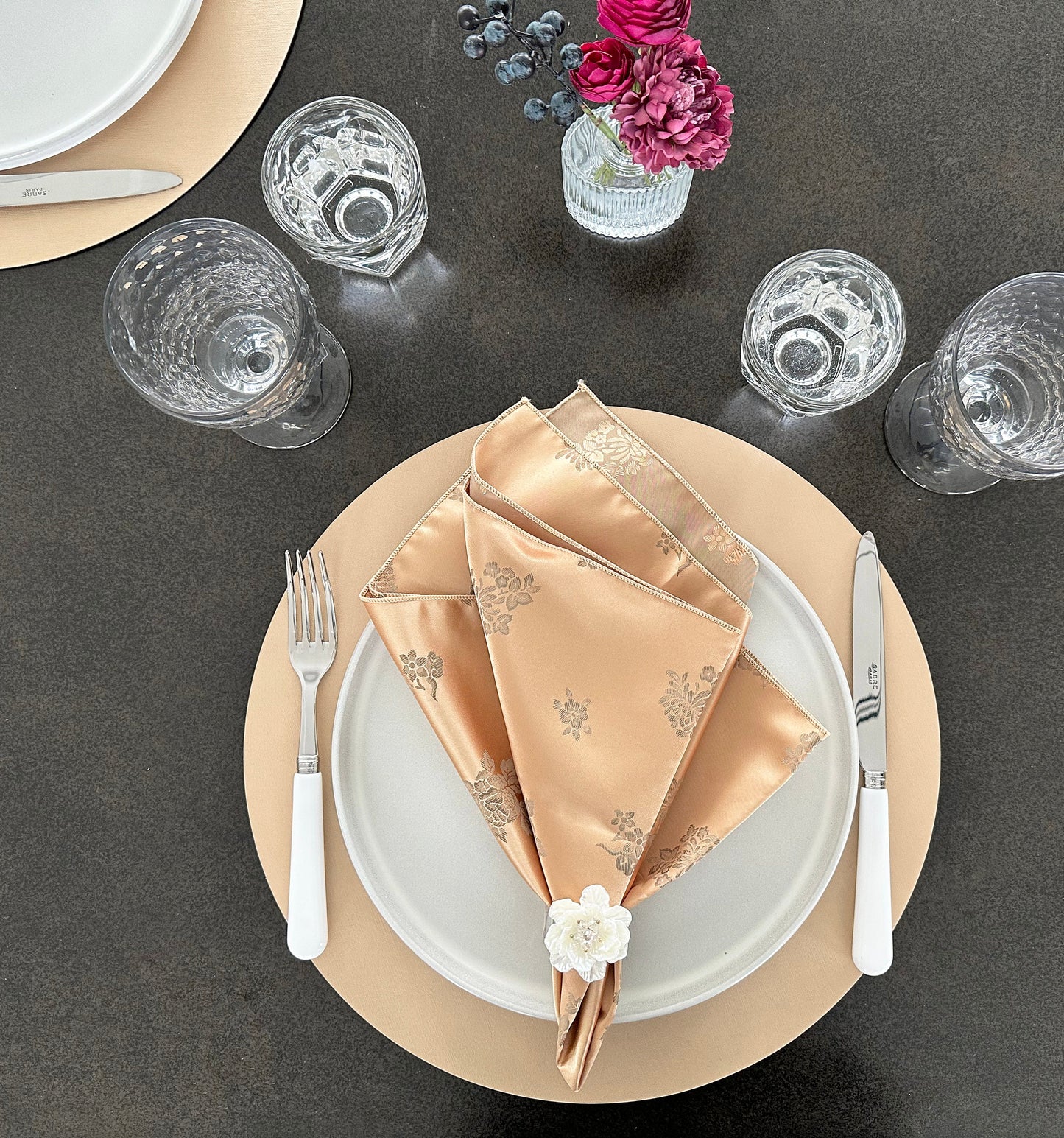 Floral Satin Gold Napkin