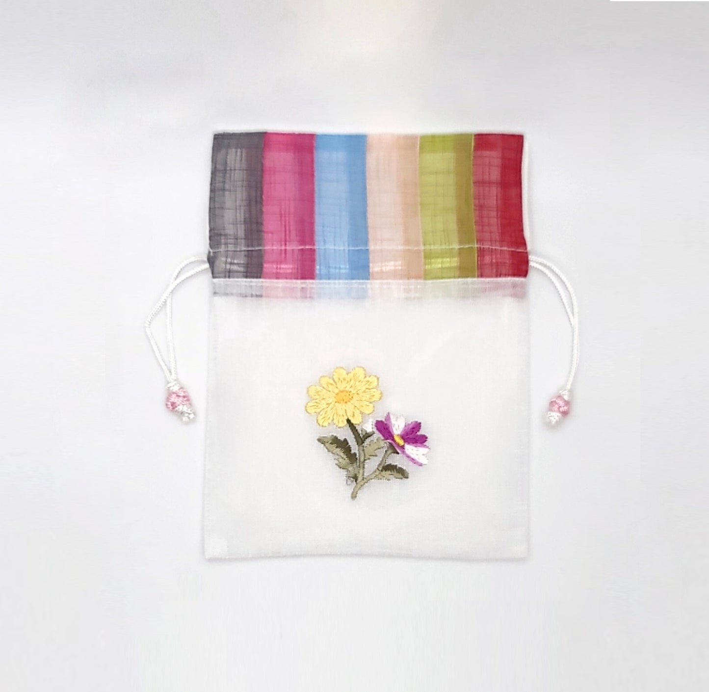 Embroidered Ramie Pouch