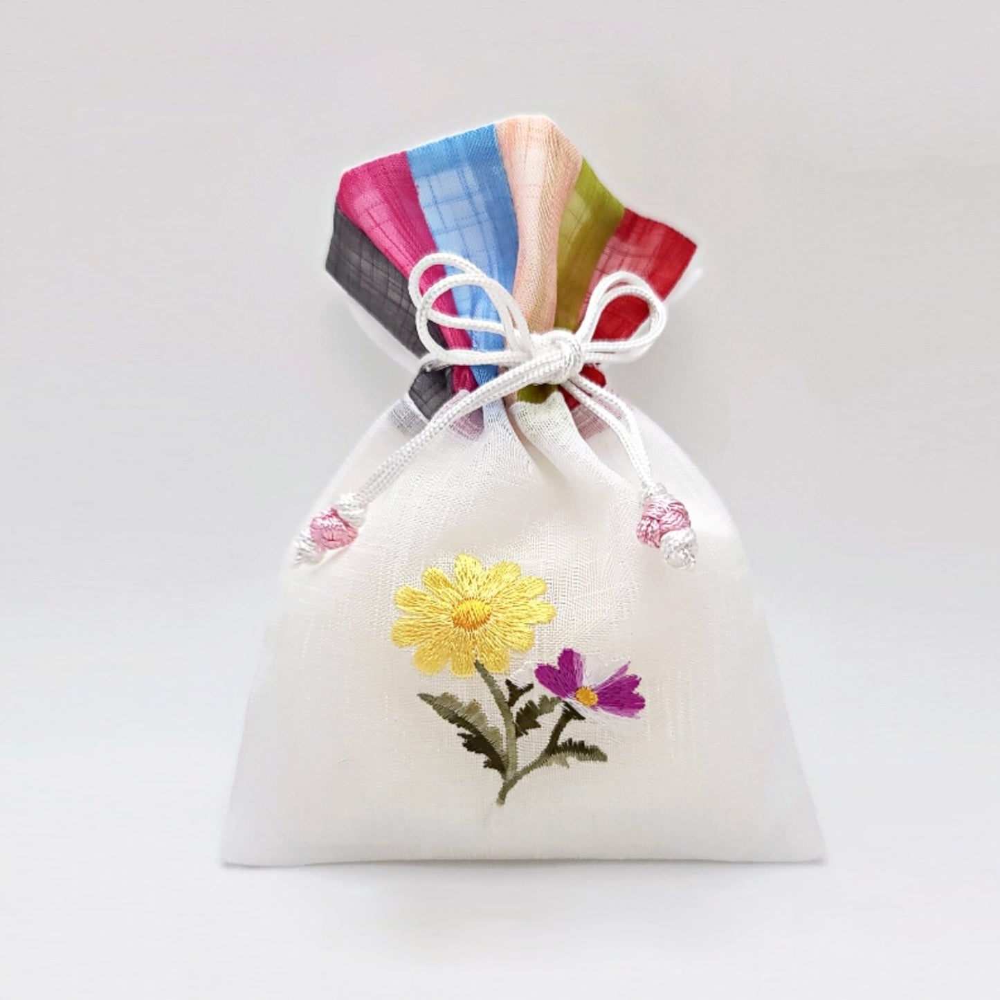 Embroidered Ramie Pouch