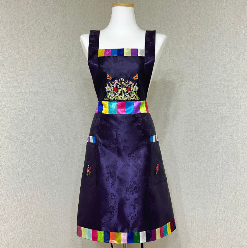 Silk Floral Embroidered Apron