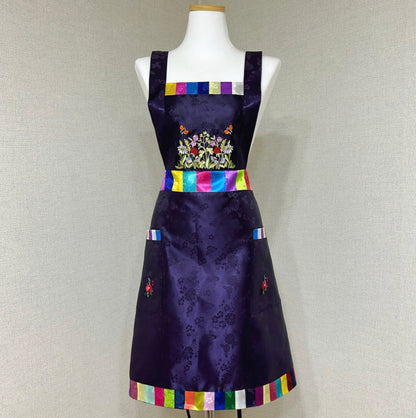 Silk Floral Embroidered Apron